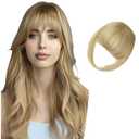 Clip-in Hair Bangs |Invisible Clips|Airy French Wispy Bangs with Temple Coverage|Curved Thin Hair for Women|Easy to Style&Blend|Daily Wear Party Wedding (Blonde 613, French bang)