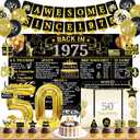 Trgowaul 50th Birthday Decorations for Men Women, 32PCS Back in 1975 Birthday Party Supplies, Vintage Black Gold Birthday Banner, 50th Birthday Alternative Signature Guest Book, Cheers to 50 Years Old