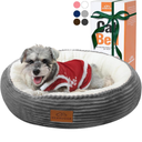 23in Round Cat Dog Bed for Large Medium Small Dogs Cats, Machine Washable Sleeping Sofa, Non-Slip Bottom Breathable Soft Calming Pet Cuddler for Indoor/Outdoor/Car/Cage, Dark Grey