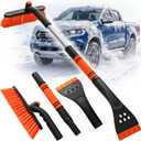 [Upgrade] 36" Extendable & Removable Snow Brush with Ice Scraper for Car Windshield, 360 Pivoting Brush Head, EVA Foam Grip for SUV, Trucks, Auto