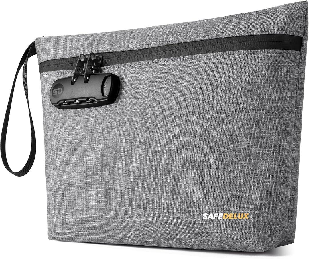 Smell Proof Bag, Odor Proof Bag with Combination Lock, Durable Smell Proof Container with Carbon Lining, Secure Odorless Travel Pouch for Home & On-the-Go (Grey)
