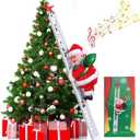 Electric Climbing Santa 2021 Christmas Ornament On Rope Ladder Christmas Tree Indoor Outdoor Hanging Christmas Creative Decoration for Christmas Tree Fireplace Home Decor (red)