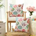 Artscope Easter Colorful Eggs Throw Pillow Covers 18x18 Inch Set of 2, Spring Easter Decoration Pillow Cases for Home Sofa Couch