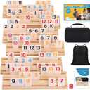 Rummy Cube 6 Player Edition with 6 Wooden Racks 160 Tiles Rummy Cube Game with Case 6 Players Travel Size Rummy Game Large Number Rummy Tiles Travel Game Set for Family Classic Board Games
