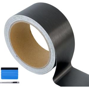 LZLRUN Free Tool Kit Black Satin Metallic Brushed Vinyl Tape for Black Out Chrome Delete Window Trim Door Trim (2Inches x 30Feet)