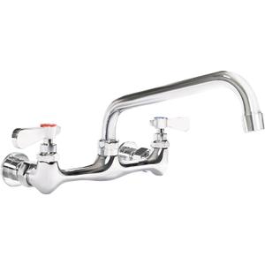 HARDURA Commercial Kitchen Sink Faucet Wall Mount Utility Sink Faucet 8 Center and 10 Swing Spout