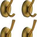 Antique Brass Towel Hooks, Vintage Gold Bathroom Robe Hooks Wall Mounted, 4 Pack Heavy Duty Wall Coat Hooks for Farmhouse Bedroom Kitchen