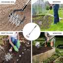BARAYSTUS Rotary Cultivator Garden Tool, Adjustable Hand Tiller, Long Handle Cultivator for Aerating, Planting and Mixing Soil or Reseeding Grass