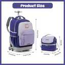 6 Wheel Rolling Backpack for Kids 18" Set - Purple, Medium