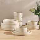 TheTerra Ceramic Dinnerware Sets for 6, 18 Pieces Porcelain Lightweight Plates and Bowls Sets, Scratch Resistant Dish Set, Oven & Microwave & Dishwasher Safe, Matte White