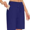 DIBAOLONG Womens Yoga Shorts Loose Comfy Drawstring Lounge Bermuda Shorts with 3 Pockets (Purple, M)