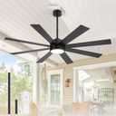 65 Inch Ceiling Fans with Lights and Remote, Large Ceiling Fan with 3CCT LED Light, 6 Speed Reversible Quiet DC Motor, Black Ceiling fan for Living Room, Patio, Library