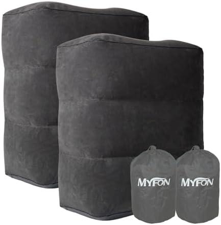 Inflatable Travel Foot Rest Pillow, Adjustable Height Leg Rest Pillow for Cars, Home, Office, Trains, Airplane, Make a Flat Bed for Baby, Kids, Toddlers, Grey, 1 Pack