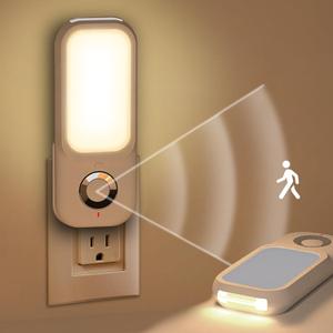 Breeker Motion Sensor Night Light with Flashlight, Night Lights Plug into Wall with Dusk to Dawn Motion Sensor, Soft Warm White, Adjustable Brightness for Bedroom, Stairs, Hallway