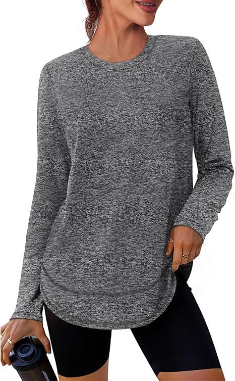 XIEERDUO Women's Workout Tops Long Sleeve Shirts Sun Protection UPF 50+ Quick Dry Shirts for Hiking Running (Dark Grey, XL)