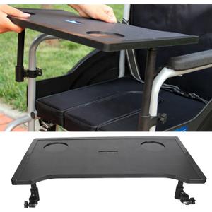 Wheelchair Tray Table with Cup Holders Detachable Wheelchair Table Cup Holder Universal Wheelchair Tray for Eating Reading Resting Detachable Universal Fit Wheelchair Desk Lap Board, Black, 20.47 inches x 11.81 inches x 0.1 inches