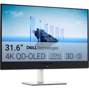 Dell 32 Plus 4K QD-OLED Monitor S3225QC - 31.6-inch (3840 x 2160) 120Hz 0.03ms Display, AI-Enhanced 3D Spatial Audio, Height/Tilt/Swivel/Slant Adjustment - Ash White