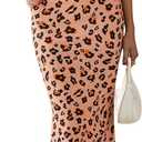 PRETTYGARDEN Maxi Dresses for Women 2025 Summer Halter Leopard Print Backless Sexy Bodycon Cocktail Beach Long Dress (Pink, L)