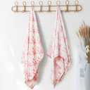 2 Pack Pink Bow Muslin Swaddle Blankets 70% Bambo 30% Cotton Breathable Receiving Blankets Newborn Essentials for Baby Girl Soft and Large 47 x 47 Inches (Bow)