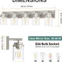 IZORRO Bathroom Vanity Light Fixture, 5-Light 36 Inch Brushed Nickel Bathroom Light Fixtures Over Mirror, with Clear Glass Shade, Modern Farmhouse Vanity Lights, Rustic Restroom Lighting Fixtures