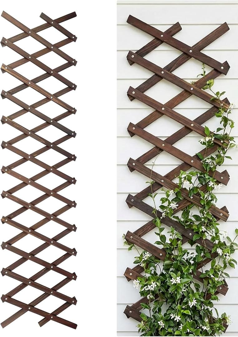 Expandable Garden Trellis, Indoor Wood Decorative Fence Panels for Climbing Plants, Vine Ivy Rose Support, Balcony Wall Decor, Yard Landscape Edging, Patio Divider, Animal Barrier (5.9 X 90 inch)
