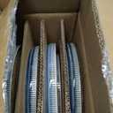 Ceramic Dinnerware Set, by Vase and Vessel, 12-Piece Service for 4, 9.8 Dinner Plates, 8 Salad Plates, 20 oz Bowls, Ombre Reactive Glaze, Durable Stoneware, Microwave & Dishwasher (Denim)