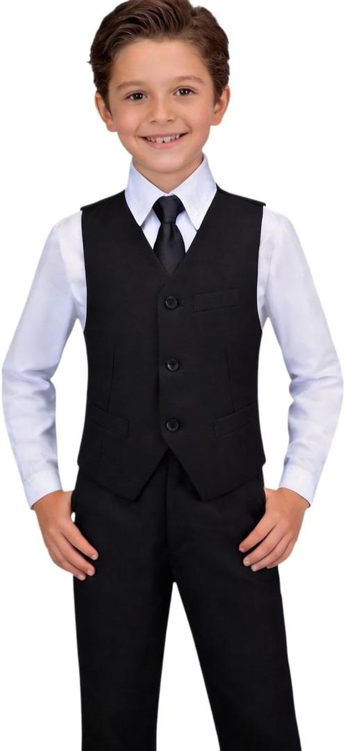 Toddler Suit for Boys 4T Formal Wear Black Dress Vest and Pants Set for Weddings Kids Outfits