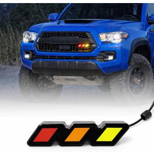 Tri-Color LED Front Grille Accent Light, Universal Illuminated Grille Badge Emblem for Pickup Trucks & SUVs, Fits Mesh or Slotted Grille, Compatible with F-150, Tacoma, Tundra, 4Runner, Acc Powered
