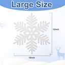 24 Pcs Large Snowflakes Extra Large Outdoor Christmas Ornaments 12 Glittered Snowflakes Decorations Oversized Christmas Tree Ornaments Winter Indoor Outdoor Window Hanging Decorations (White)