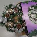 Silver Ribbon Christmas Advent Wreath - Advent Wreaths Season Centerpiece Dcor - Advent Candle Holder and X-mas Candles Decorations - Advent Calendar Season Decoration