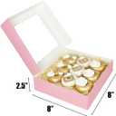 Bakepacker 55pcs Pink Pie Boxes 8x8x2.5 inches Easy Assemble Macaroon Cookie Boxes Bakery Boxes with Window for Bakery (Auto-pop Up)