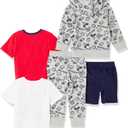 Amazon Essentials Disney | Marvel | Star Wars Boys and Toddlers' Outfit Sets (Previously Spotted Zebra), Pack of 5 (X-Small, Mickey Snacks)
