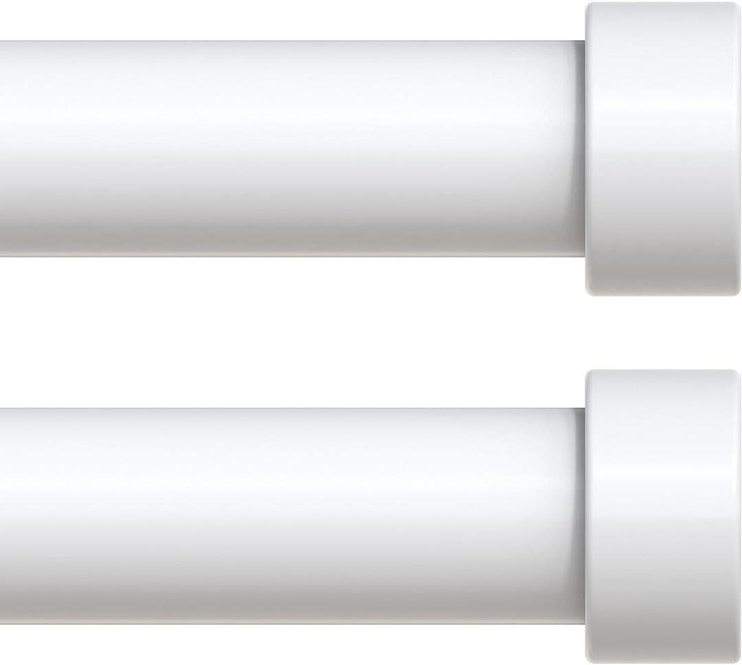 VOIIY 2 Pack Curtain Rods for Windows 48 to 84 Inch(4-7 Feet),White 1'' Diameter Drapery Rods with End Cap Style Design,Modern Adjustable Heavy Duty Curtain Rod,Size:36''-88''