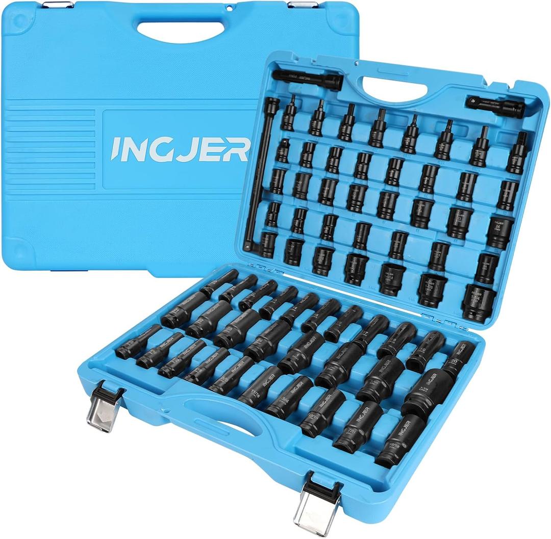 1/2" Impact Socket Set ,70PCS SAE/Metric, 1-1/4"/10-24mm, CR-MO Alloy Steel