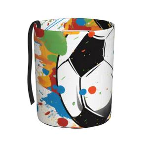 Car Trash Can Hanging, Watercolor Tie-Dye Graffiti Soccer Waterproof Auto Garbage Bin Universal Vehicle Waste Container, 3.5L Capacity