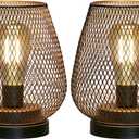 JHY DESIGN Set of 2 Metal Cage LED Lantern Battery Powered Cordless Accent Light with LED Great for Weddings Parties Patio Events for Indoors Outdoors