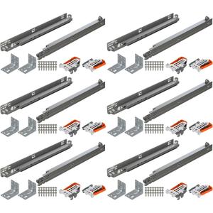 Blum Tandem Plus BLUMOTION Concealed Undermount Drawer Runner Kit (6 Kits), 18-Inch, Full Extension, Soft-Close, Steel, 100 lb. Load Capacity for Wood Drawers