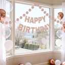 2 x GCQQ Rose Gold Happy Birthday Banner - Glitter Pre-Strung 3M Pre-Strung Letter Garland + 2.5M Rose Gold Dot Garlands Woman Girls Birthday Party Banners Backdrop Decoration Supplies, No DIY