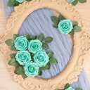 MACTING Artificial Flower Roses 30PCS Real Touch Fake Flowers with Stem Foam Roses for DIY Wedding Bouquets Table Centerpieces Party Baby Shower Home Summer Mothers Day Decorations,Mint Green