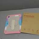 Ambison Case for iPad A16 11th/10th Generation 11"/10.9'' 2025/2022,Heavy Duty Shockproof Case with Tempered Glass Screen Protector, 360 Rotating Handle Strap&Stand,Shoulder Strap-Pink