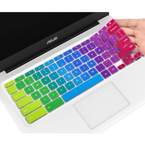 Colorful Keyboard Cover for ASUS Chromebook Flip C433 C434 2-in-1 14" Laptop C434TA-DH342T C433TA-AS384T, C302CA C403 C423 C425TA C433TA C434TA C523NA Keyboard Protector Accessories -Rainbow