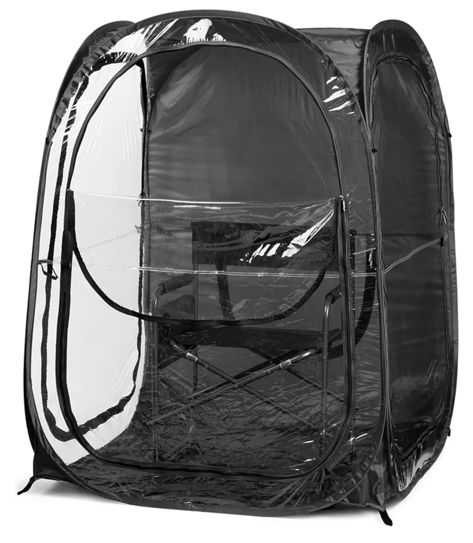 WeatherPod® The Original Shark Tank MyPod™ 1-2 Person Pop-Up Pod - Stay Warm, Dry, and Out of The Sun - Weather Pod for Sports, Rain, or Wind (Black, 46" L x 46" W x 59" H)