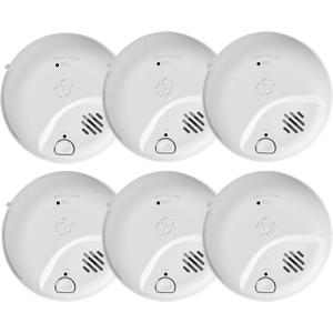 First Alert Smoke and Carbon Monoxide Detector Combination Alarms, SMICO105-AC Smoke Detector Hardwired with 10-Year Battery Backup, 6 Pack