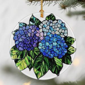 Blue Hydrangea Ornaments, Christmas Ornaments: Christmas Tree Decorations, Holiday Decor, Stocking Stuffers, Gift Ideas, Xmas Gift, Garden Gifts & Gifts for Flower Lover, Pack Of 2