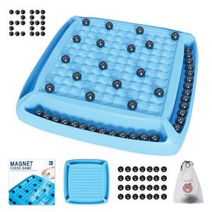Magnetic Chess Game, Family Board Games for Kids and Adults, Magnetic Chess Set Ideal for Family and Friend Game Night, 2-4 Players (Blue 28)