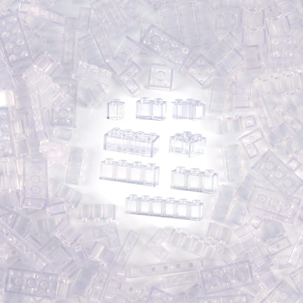 Clear Bricks Transparent Accessories Pieces - 340 PCS Classic Building Block Bulk Parts Toys Gifts for Adults Kids 6+ 8+ Compatible with Major Brands