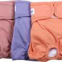 Female Dog Diapers for Medium Dogs,4 Pack Reusable Washable Premium Doggie Diapers for Heat,Incontinence,Period Doggy Nappies,L (Large (Pack of 4))