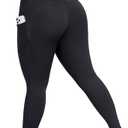 MEJING Plus Size Yoga Pants with Pockets, Soft Stretch Leggings High Waisted, Tummy Control Thick Workout Leggings 25" 4XL