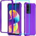 for TCL 50 LE Case/TCL K24/K23 Case with Screen Protector,TCL 50 LE Phone Case Full Body Protection Front Silicone Bumper Frosted PC Back Military Grade Shock-Absorbent Cover for TCL K24 T434D Purple