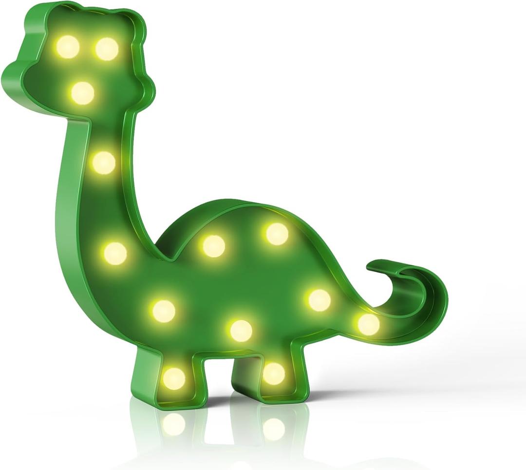 Green Dinosaur Night Light, Dinosaur Room Decor, Battery Powered Night Light for Kids, Wall Decor, Birthday Decorations, Party Decorations
